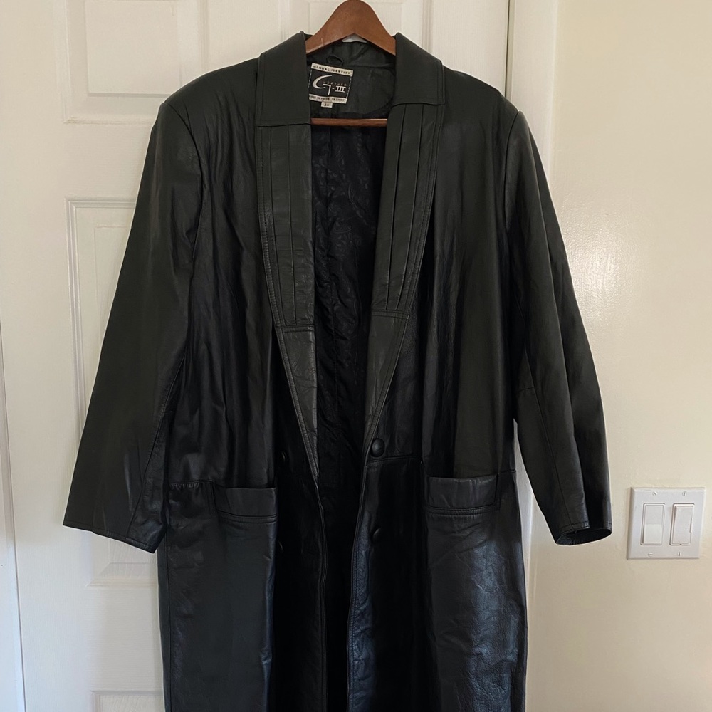Vintage Leather Trench Coat - Picture 3 of 8